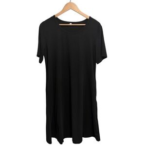 2/$25 Classic Black Short Sleeve T-Shirt Dress with Pockets Stretch